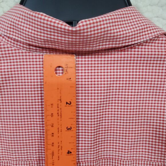 Liz Claiborne Liz Sport Button Up Shirt Top Red Check No-Iron 100% Cotton Size M - Picture 12 of 15